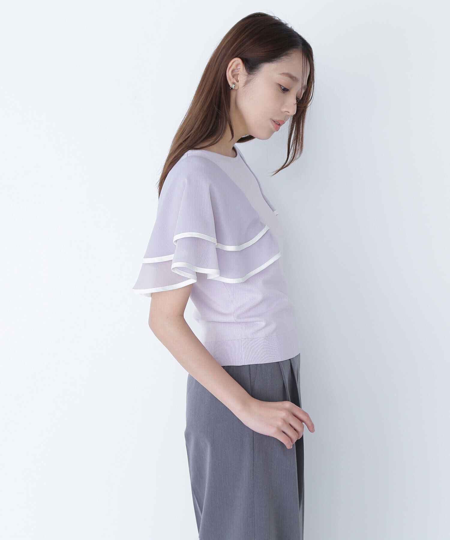  「バイカラーフレアスリーブニット」|ニット・セーター|