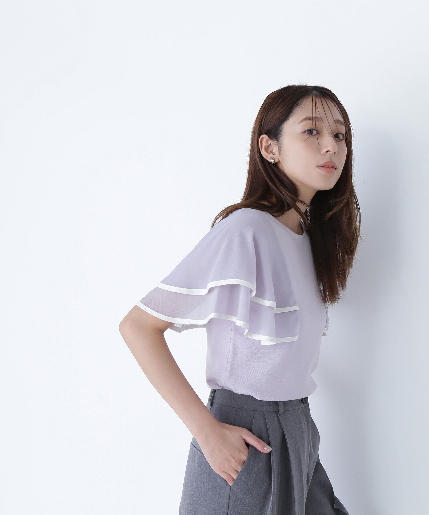  「バイカラーフレアスリーブニット」|ニット・セーター|