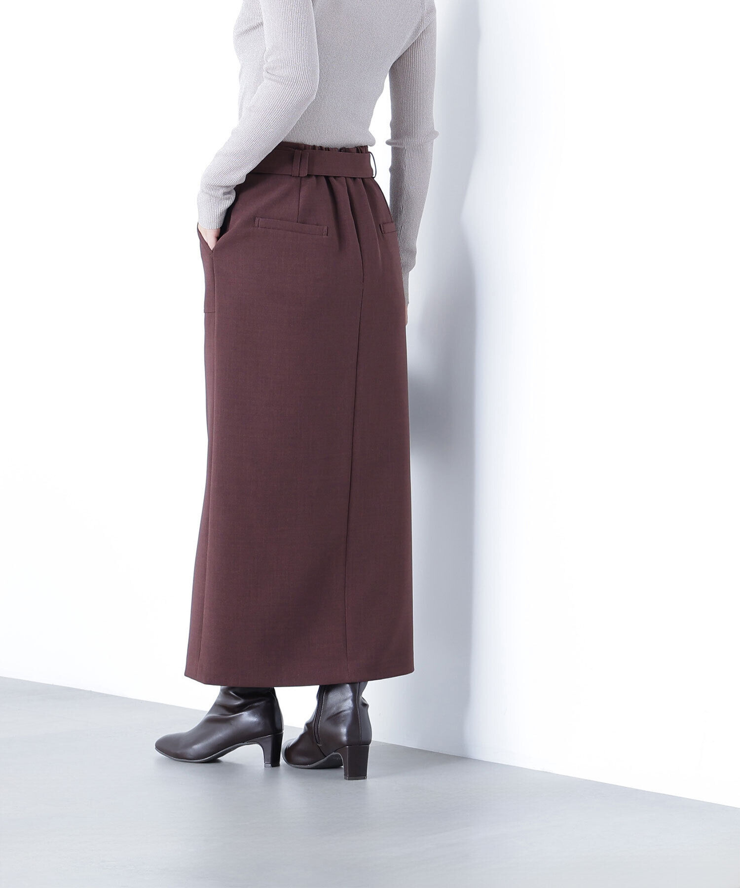  「ベルテッドアウトポケットナロースカート」|スカート|