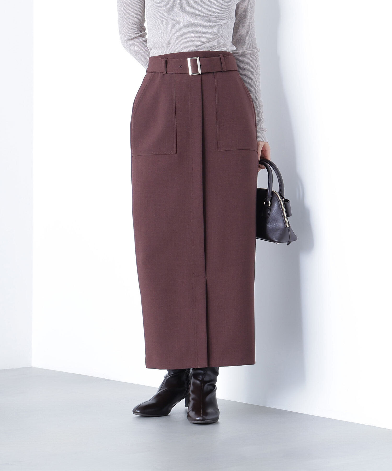  「ベルテッドアウトポケットナロースカート」|スカート|