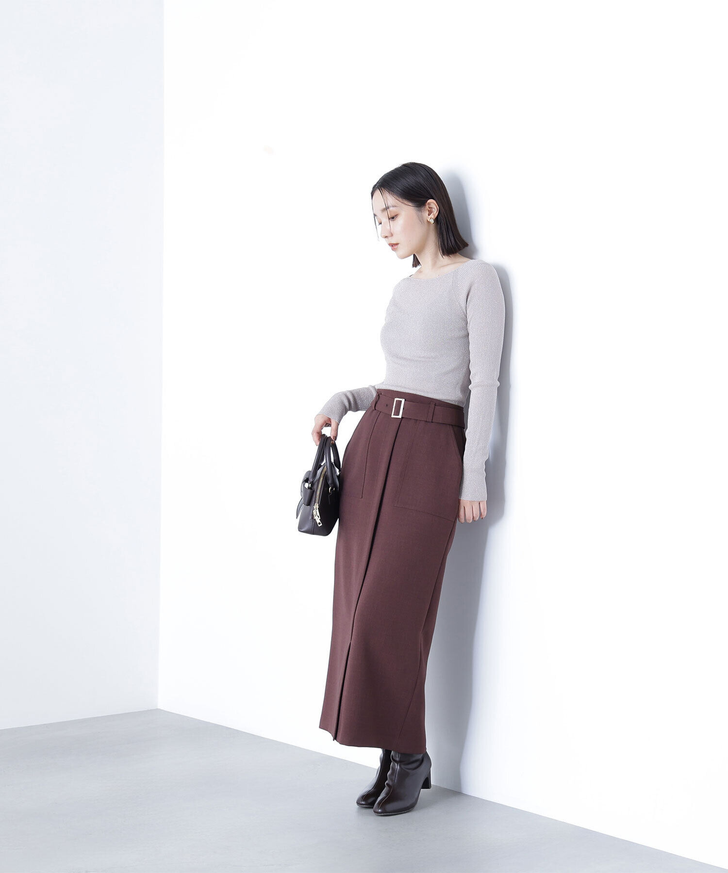  「ベルテッドアウトポケットナロースカート」|スカート|