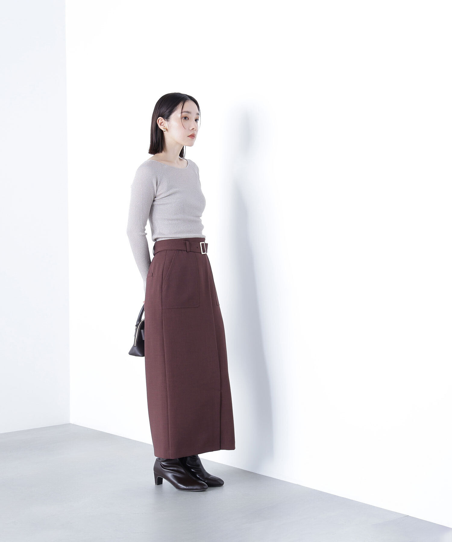  「ベルテッドアウトポケットナロースカート」|スカート|