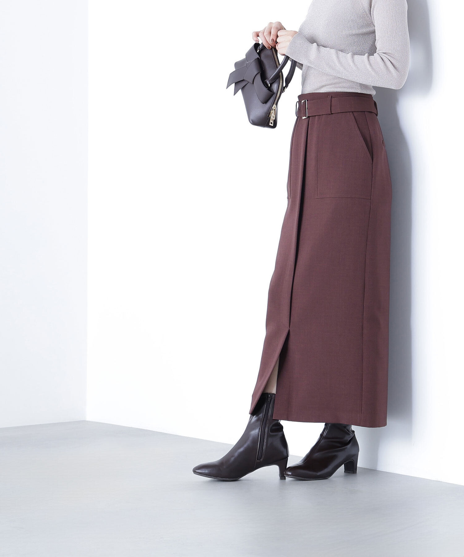  「ベルテッドアウトポケットナロースカート」|スカート|