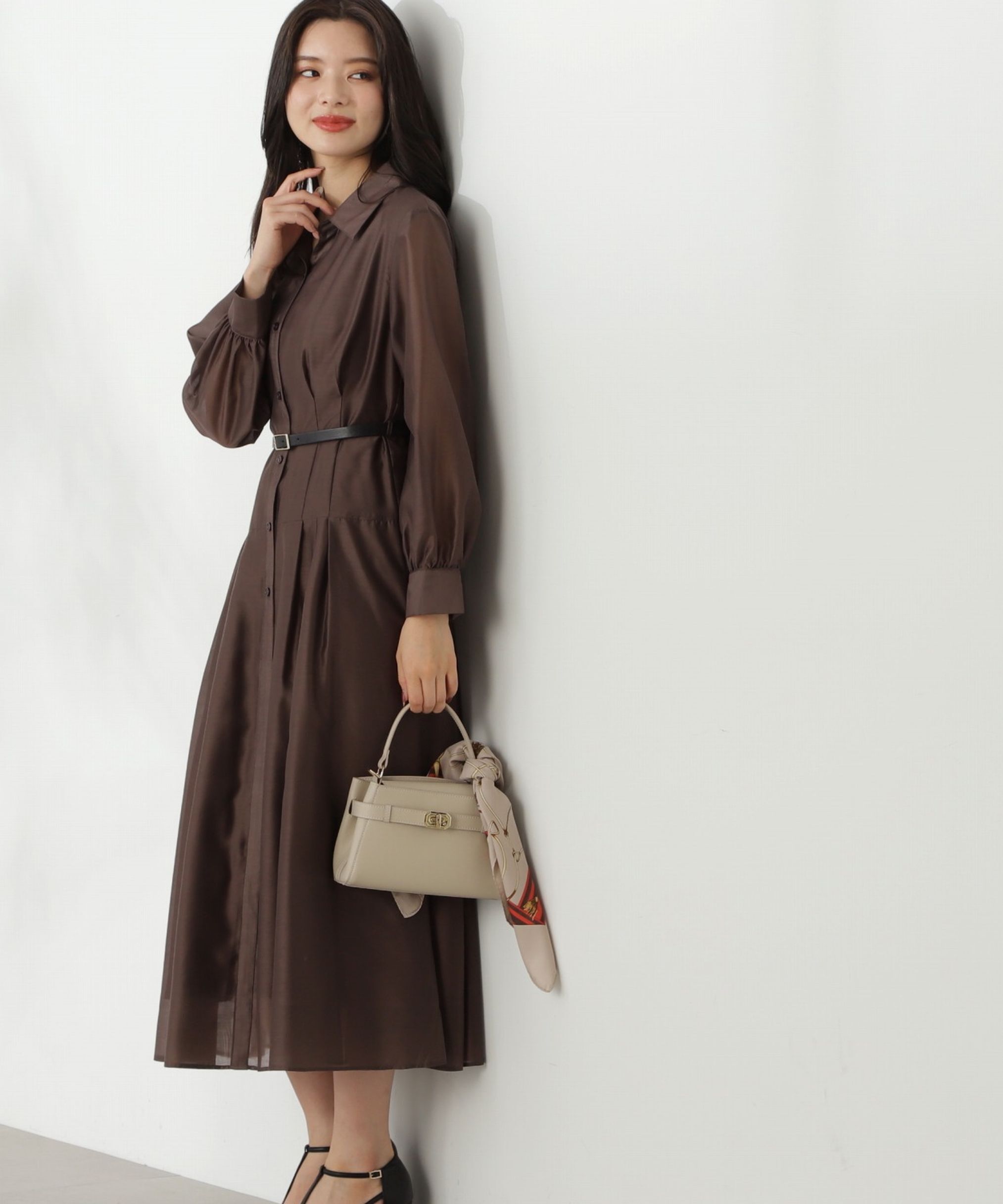 PROPORTION BODY DRESSING「切り替えタックシャツワンピース24AW」|ワンピース|ブラウン