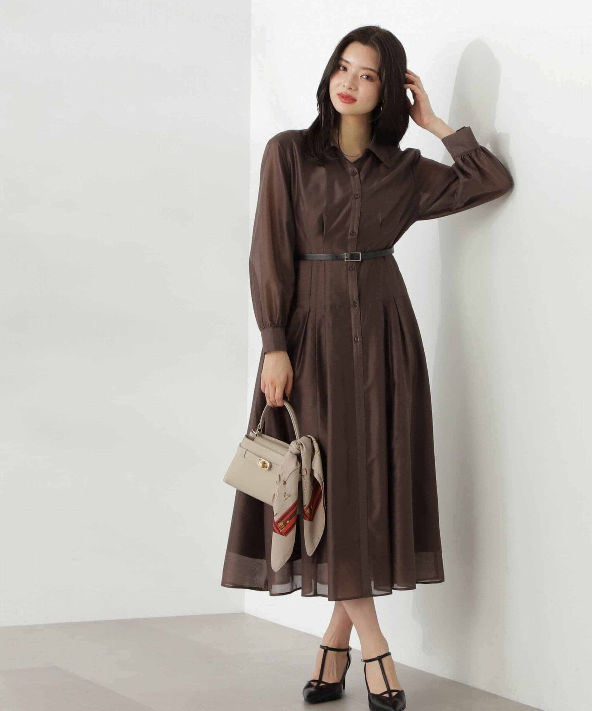 PROPORTION BODY DRESSING「切り替えタックシャツワンピース24AW」|ワンピース|