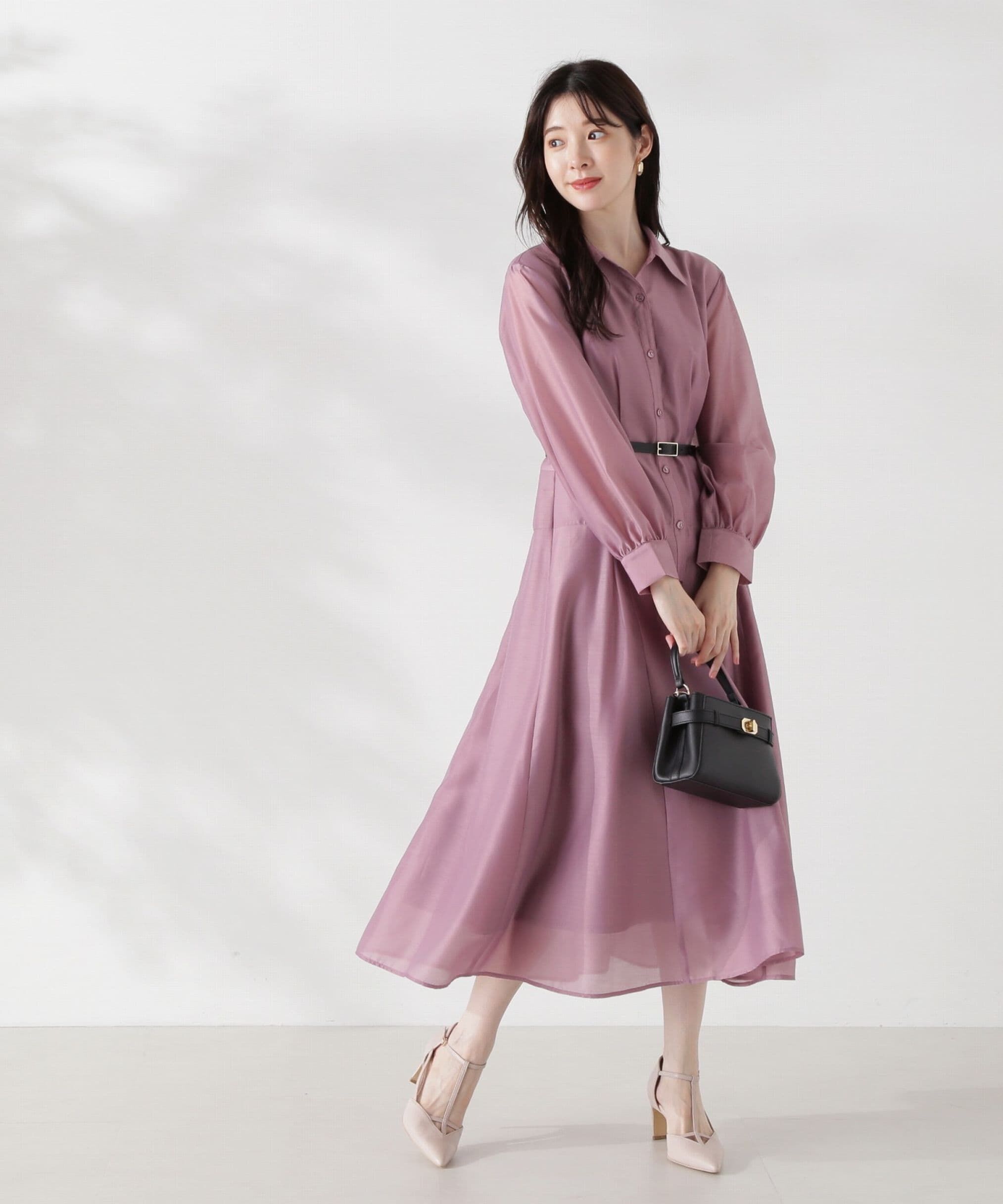 PROPORTION BODY DRESSING「切り替えタックシャツワンピース24AW」|ワンピース|ピンク