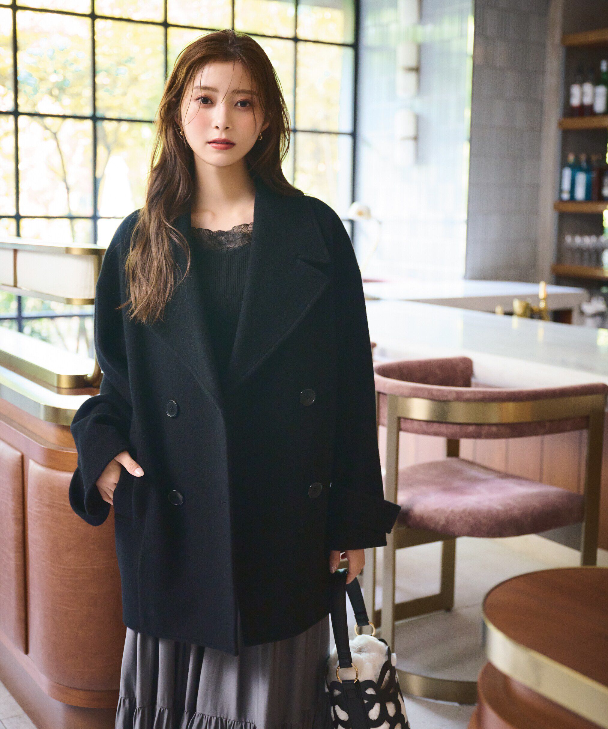 PROPORTION BODY DRESSING「ビッグカラーハーフコート　24AW」|その他|ブラック