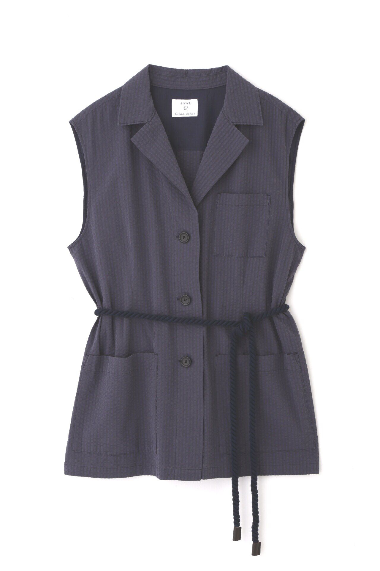  「◆≪arrive 5e≫コットンサッカーストライプブラウス」|シャツ・ブラウス|