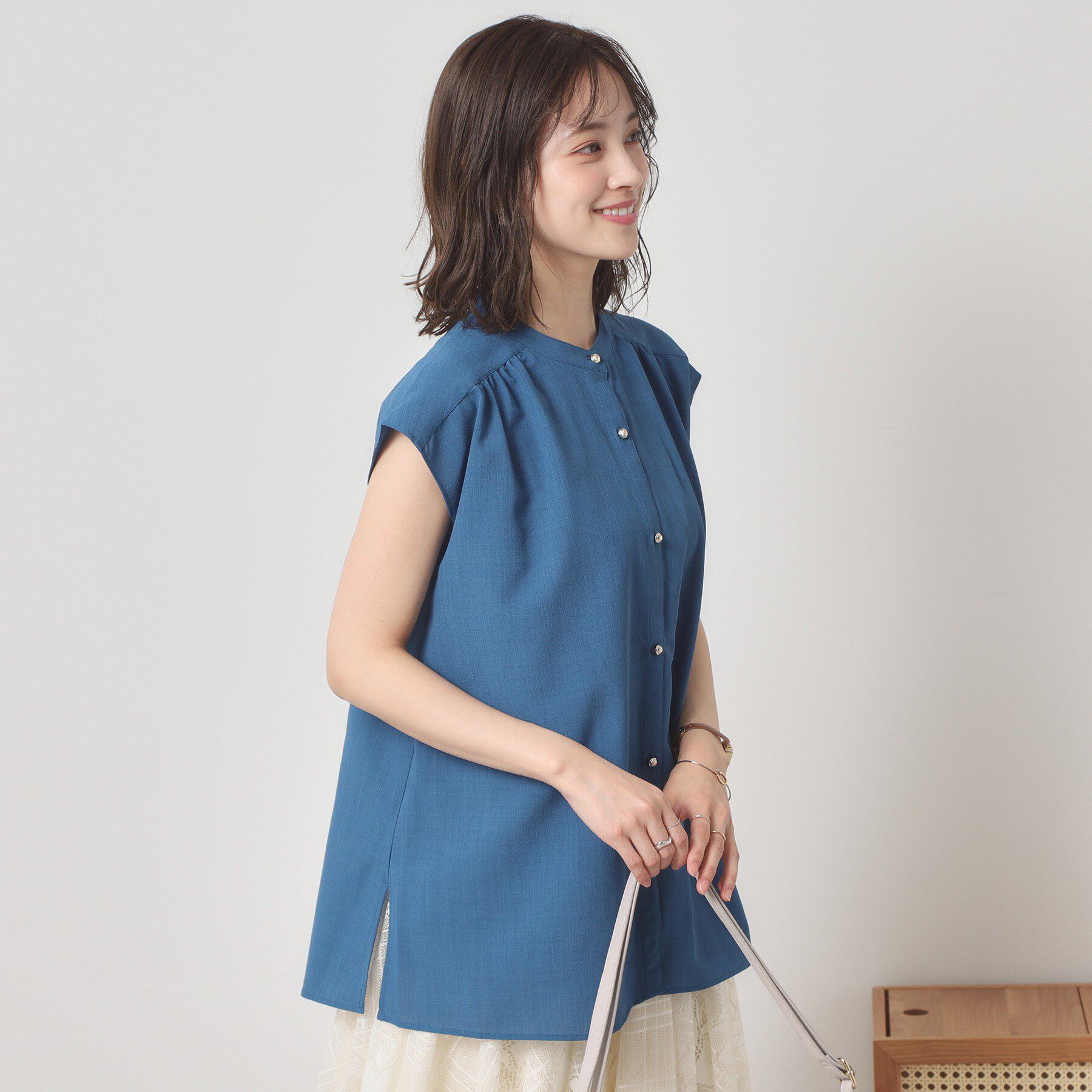 ITS&rsquo;DEMO「【清涼感／手洗い可】麻調前開きブラウス」|シャツ・ブラウス|