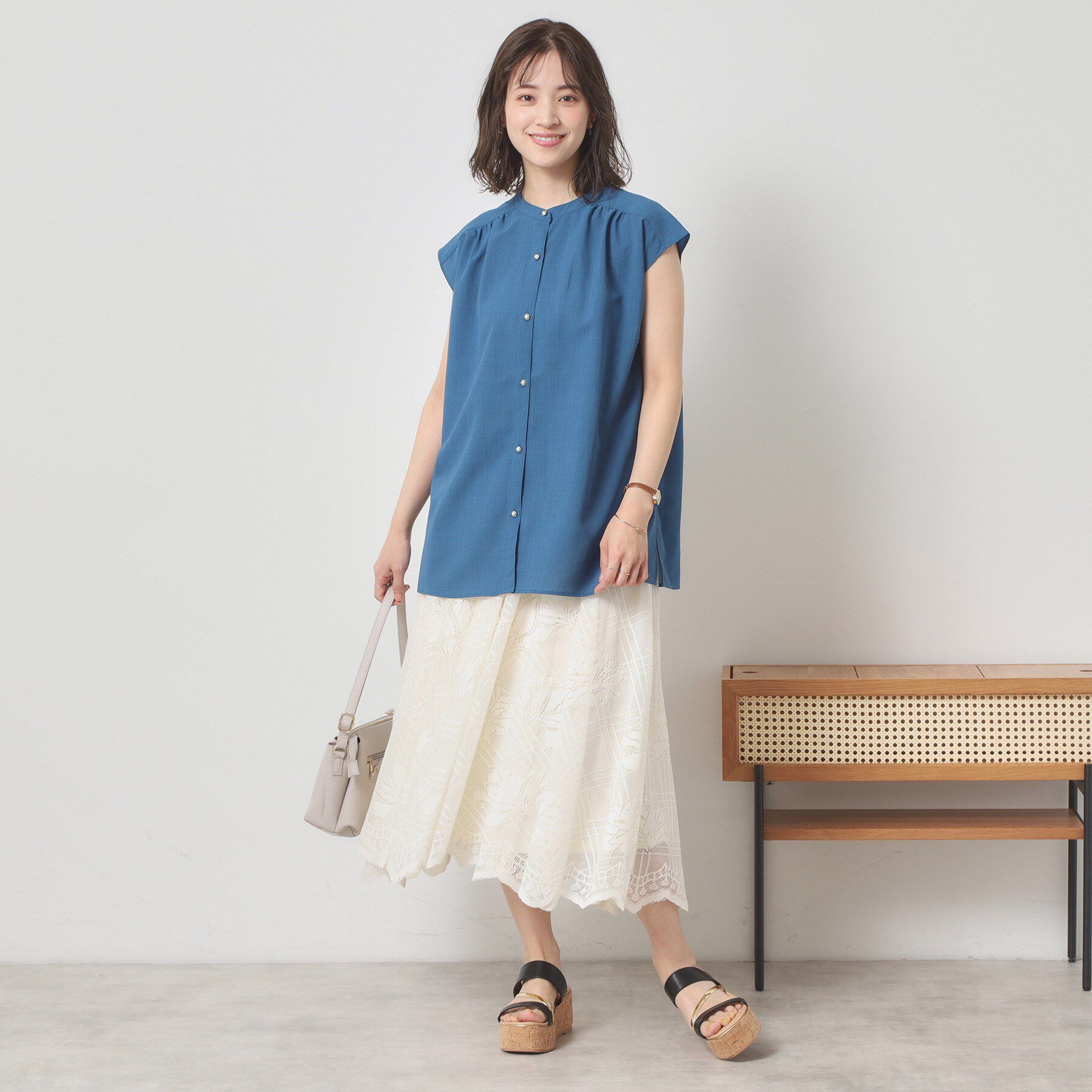 ITS&rsquo;DEMO「【清涼感／手洗い可】麻調前開きブラウス」|シャツ・ブラウス|