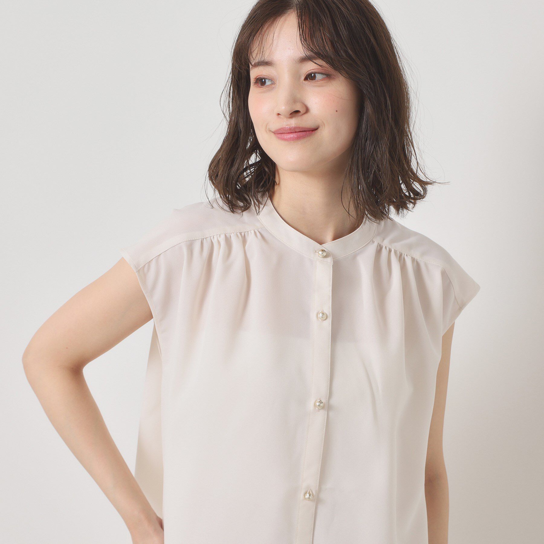 ITS&rsquo;DEMO「【清涼感／手洗い可】麻調前開きブラウス」|シャツ・ブラウス|