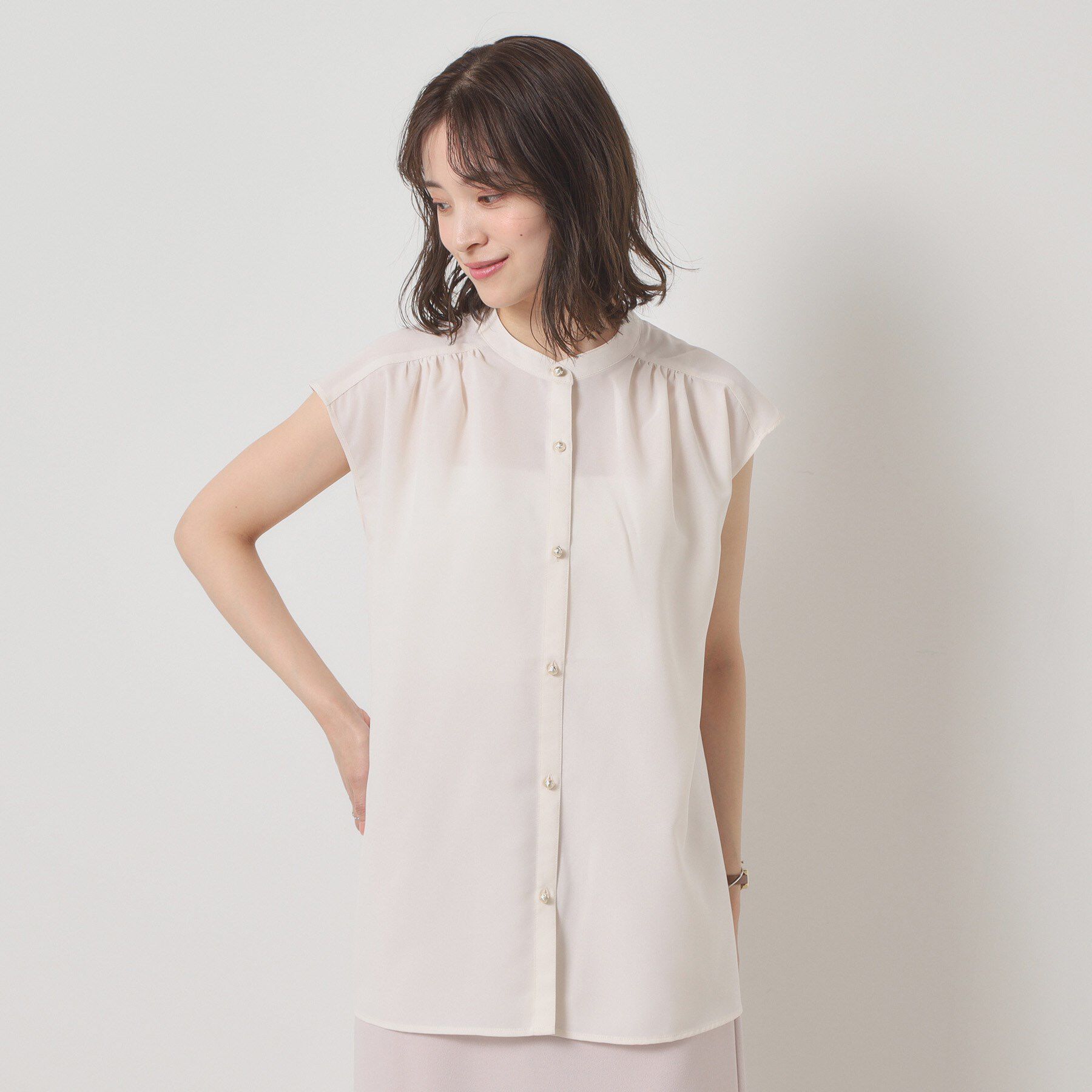 ITS&rsquo;DEMO「【清涼感／手洗い可】麻調前開きブラウス」|シャツ・ブラウス|