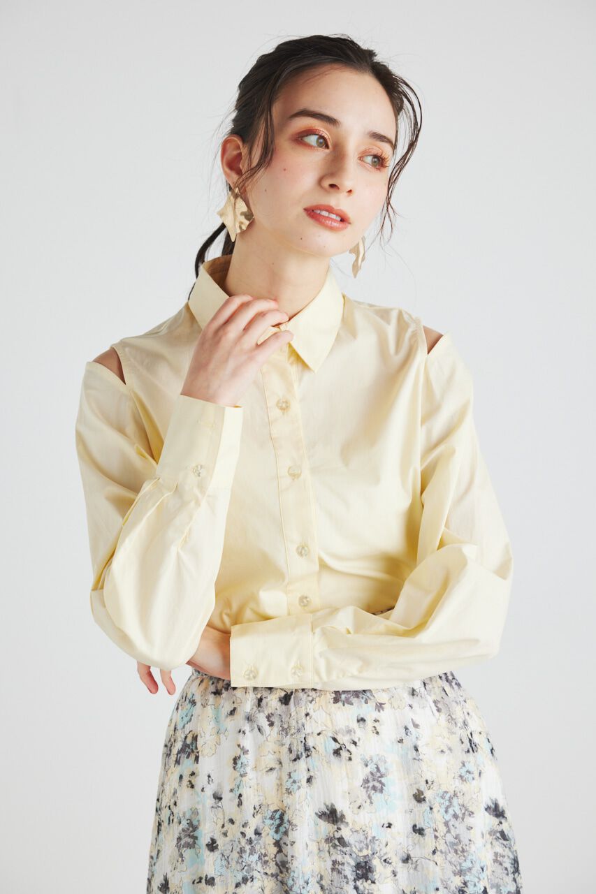 rienda「BackシャーリングフォルムBLS」|シャツ・ブラウス|L/YEL1