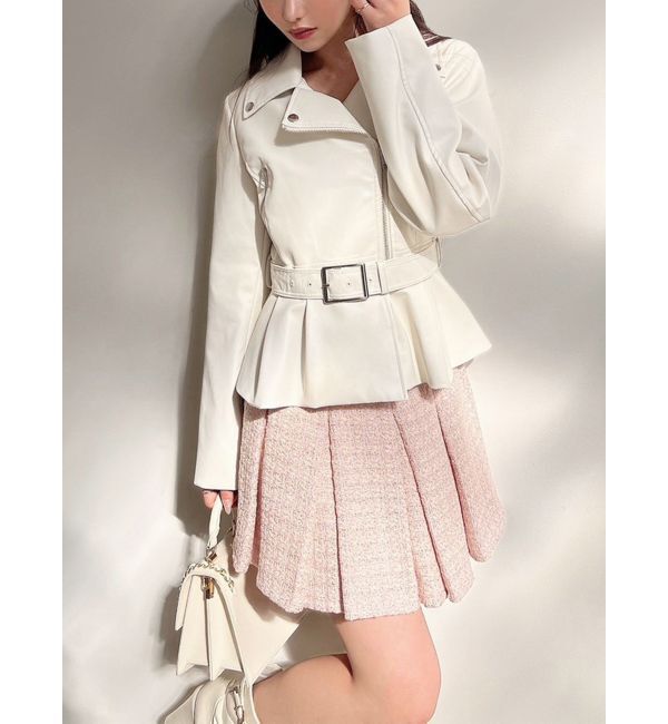 RESEXXY「ペプラムライダースジャケット」|ライダースジャケット|アイボリー