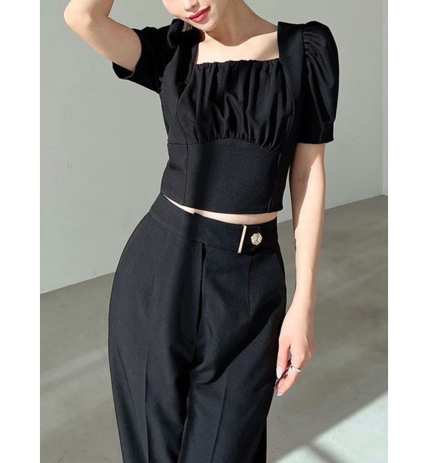 RESEXXY「バックリボンスクエアブラウス【セットアップ着用可能】」|シャツ・ブラウス|ブラック