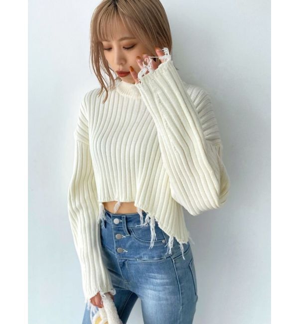 EMODA「CURVE SLEEVE CRASH KNIT」|ニット・セーター|