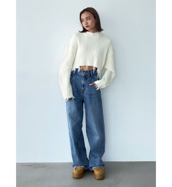 EMODA「CURVE SLEEVE CRASH KNIT」|ニット・セーター|