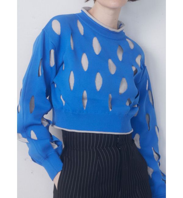 EMODA「ホールレイヤードニット」|ニット・セーター|ブルー