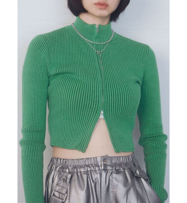 EMODA「プレーティングリブジップニット」|ニット・セーター|