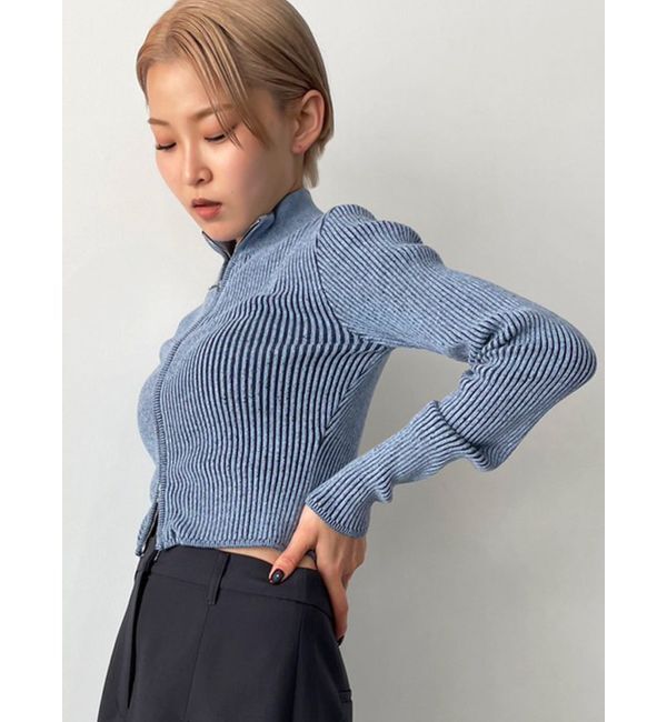 EMODA「プレーティングリブジップニット」|ニット・セーター|