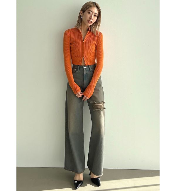 EMODA「プレーティングリブジップニット」|ニット・セーター|