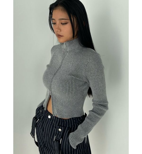 EMODA「プレーティングリブジップニット」|ニット・セーター|