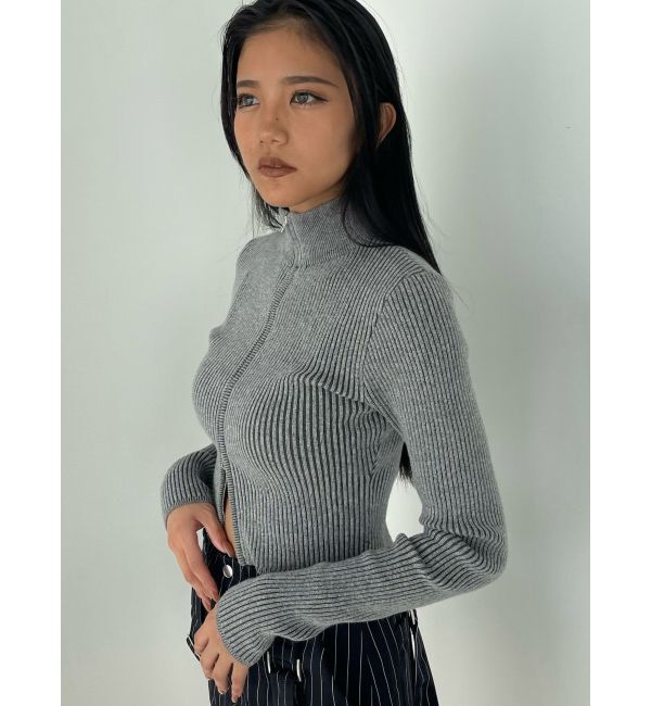 EMODA「プレーティングリブジップニット」|ニット・セーター|