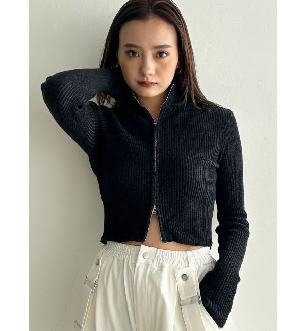 EMODA「プレーティングリブジップニット」|ニット・セーター|