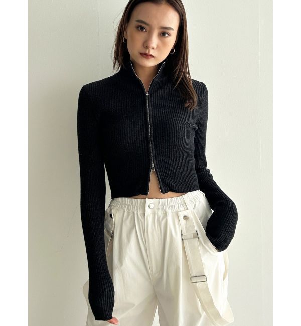 EMODA「プレーティングリブジップニット」|ニット・セーター|