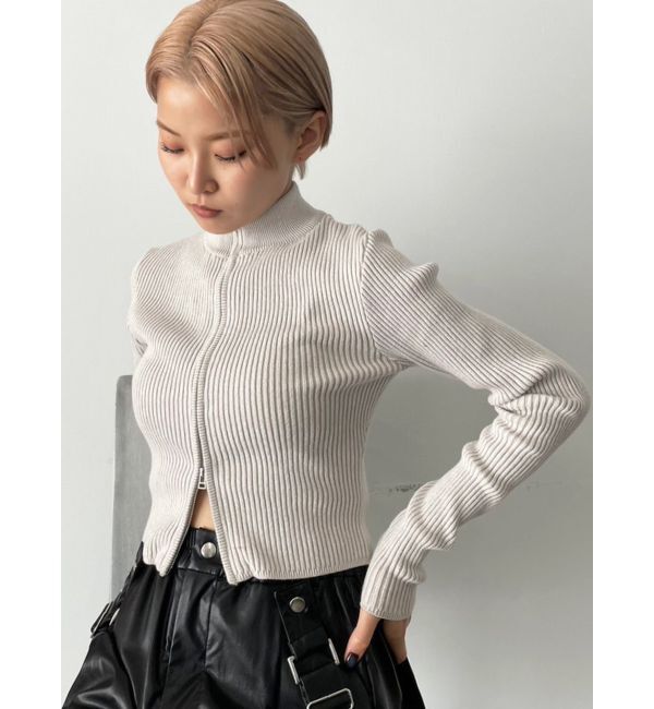 EMODA「プレーティングリブジップニット」|ニット・セーター|
