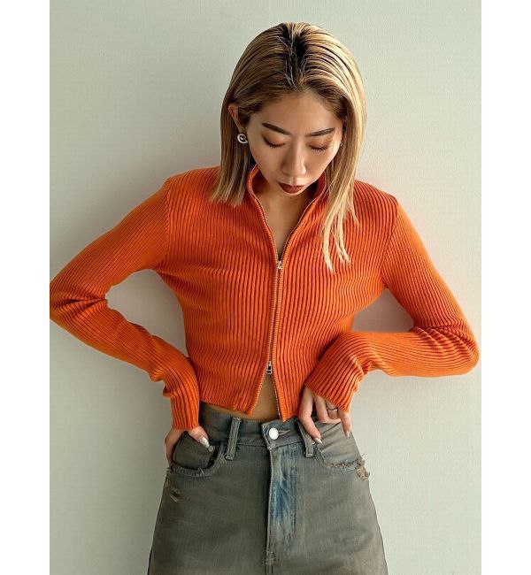 EMODA「プレーティングリブジップニット」|ニット・セーター|