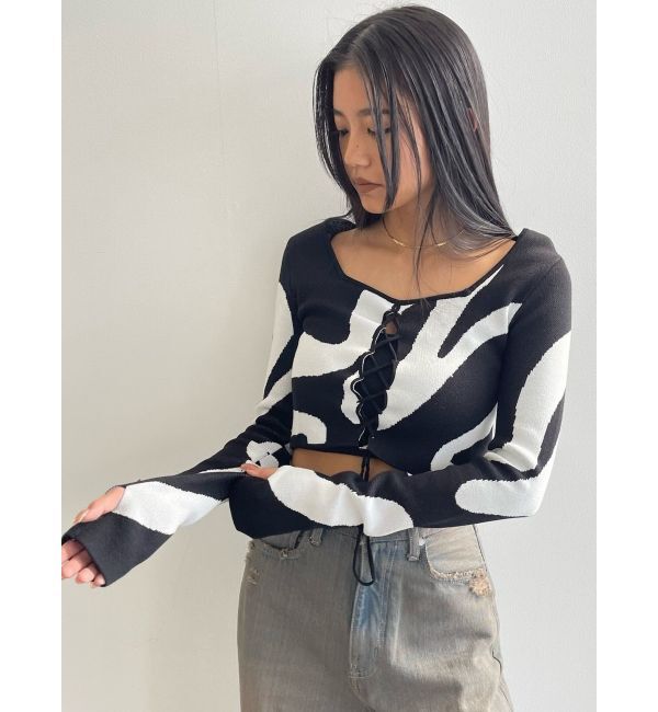 EMODA「フロントレースフィットニット」|ニット・セーター|