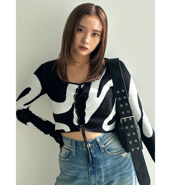 EMODA「フロントレースフィットニット」|ニット・セーター|