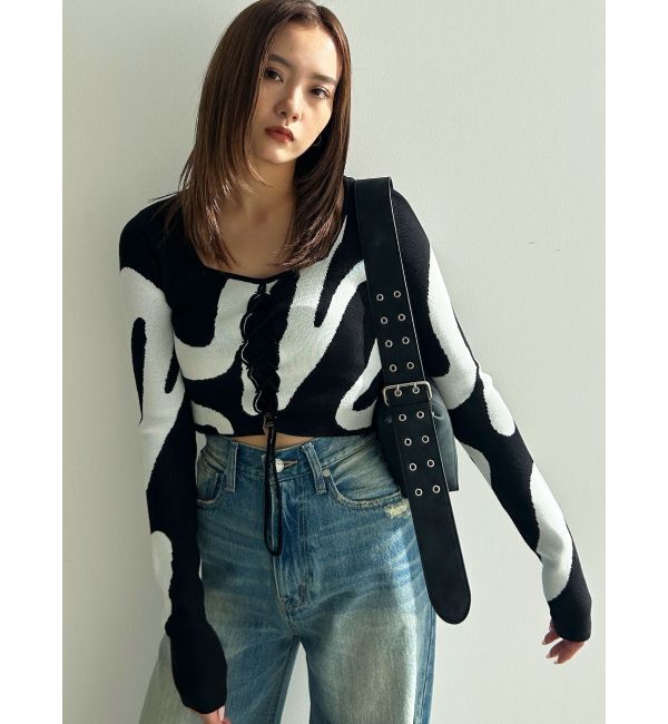 EMODA「フロントレースフィットニット」|ニット・セーター|