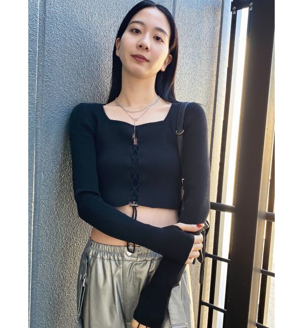 EMODA「フロントレースフィットニット」|ニット・セーター|