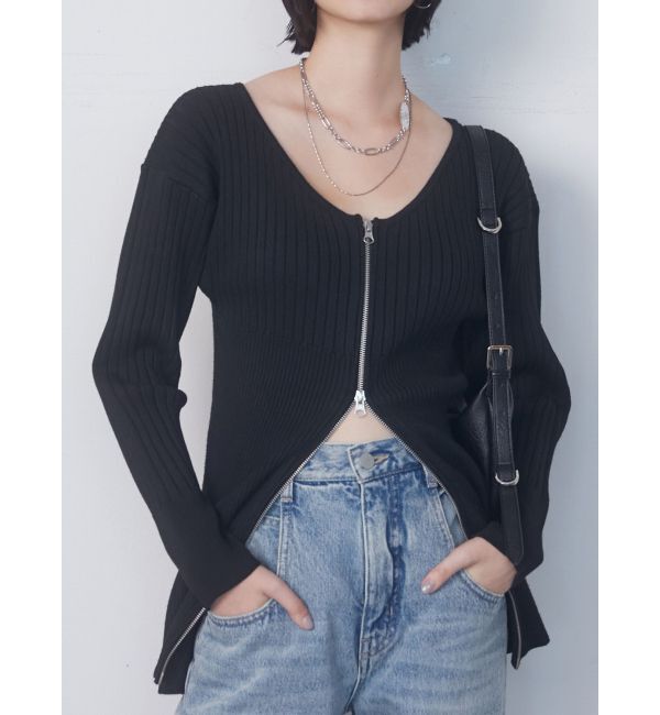 EMODA「フロントジップロングトップス」|ニット・セーター|