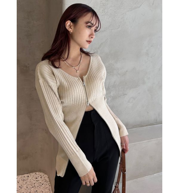EMODA「フロントジップロングトップス」|ニット・セーター|