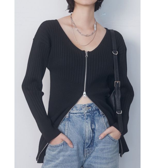 EMODA「フロントジップロングトップス」|ニット・セーター|