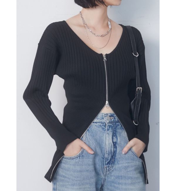 EMODA「フロントジップロングトップス」|ニット・セーター|