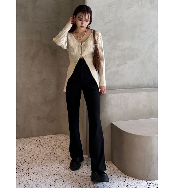 EMODA「フロントジップロングトップス」|ニット・セーター|