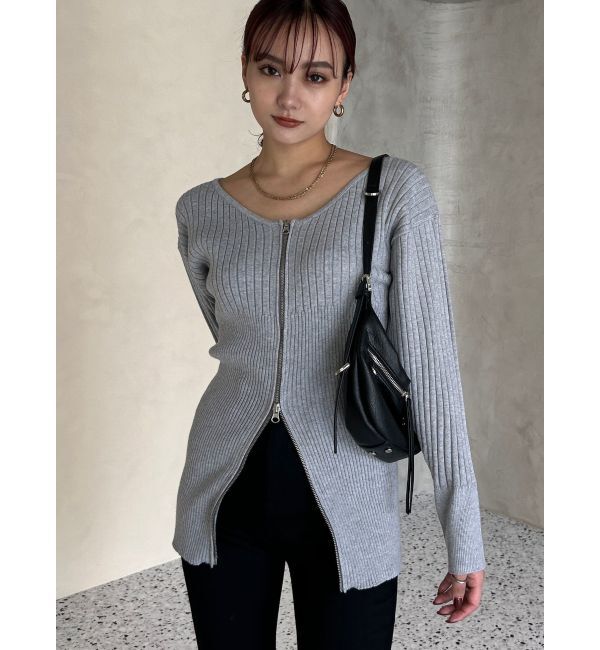 EMODA「フロントジップロングトップス」|ニット・セーター|