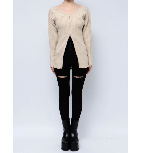 EMODA「フロントジップロングトップス」|ニット・セーター|