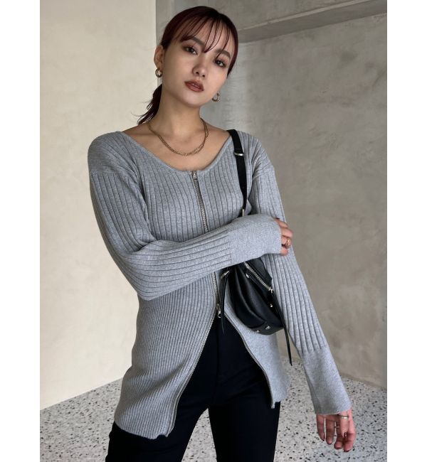 EMODA「フロントジップロングトップス」|ニット・セーター|