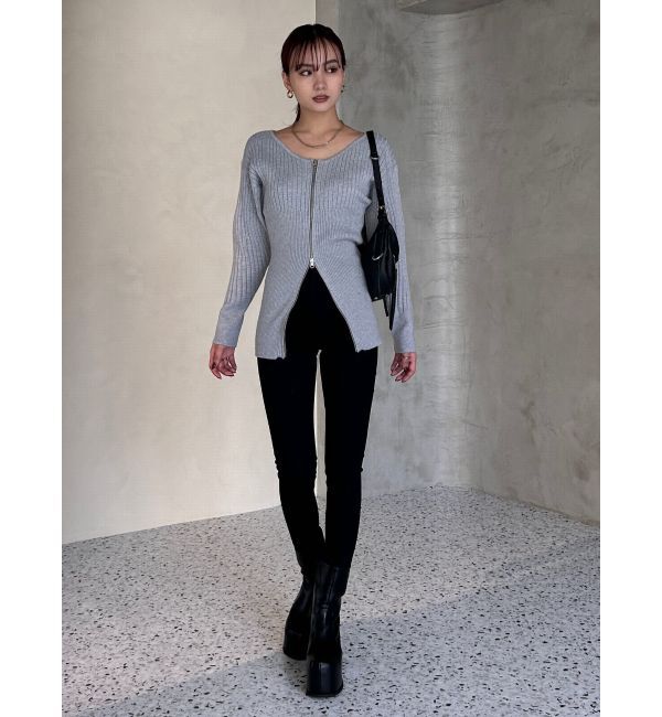 EMODA「フロントジップロングトップス」|ニット・セーター|