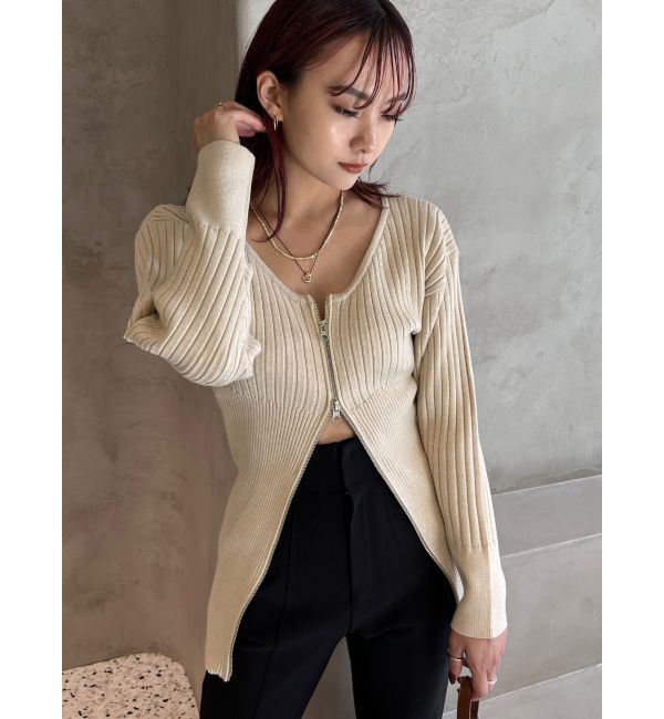 EMODA「フロントジップロングトップス」|ニット・セーター|