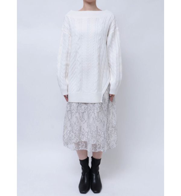 MERCURYDUO「レースドッキングケーブルニットワンピース」|ワンピース|