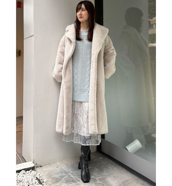 MERCURYDUO「レースドッキングケーブルニットワンピース」|ワンピース|