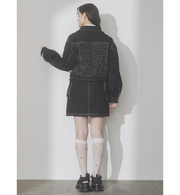 merry jenny「【セットアップ着用可能】petit flowerコンビデニムジャケット」|デニムジャケット|