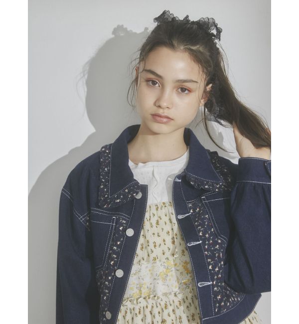 merry jenny「【セットアップ着用可能】petit flowerコンビデニムジャケット」|デニムジャケット|