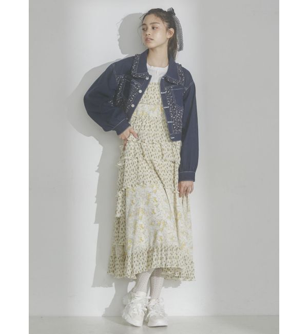 merry jenny「【セットアップ着用可能】petit flowerコンビデニムジャケット」|デニムジャケット|